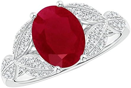 SilverStarJewellery 14k White Gold Plated Red Garnet & White Cz Women's Engagement Ring In Alloy
