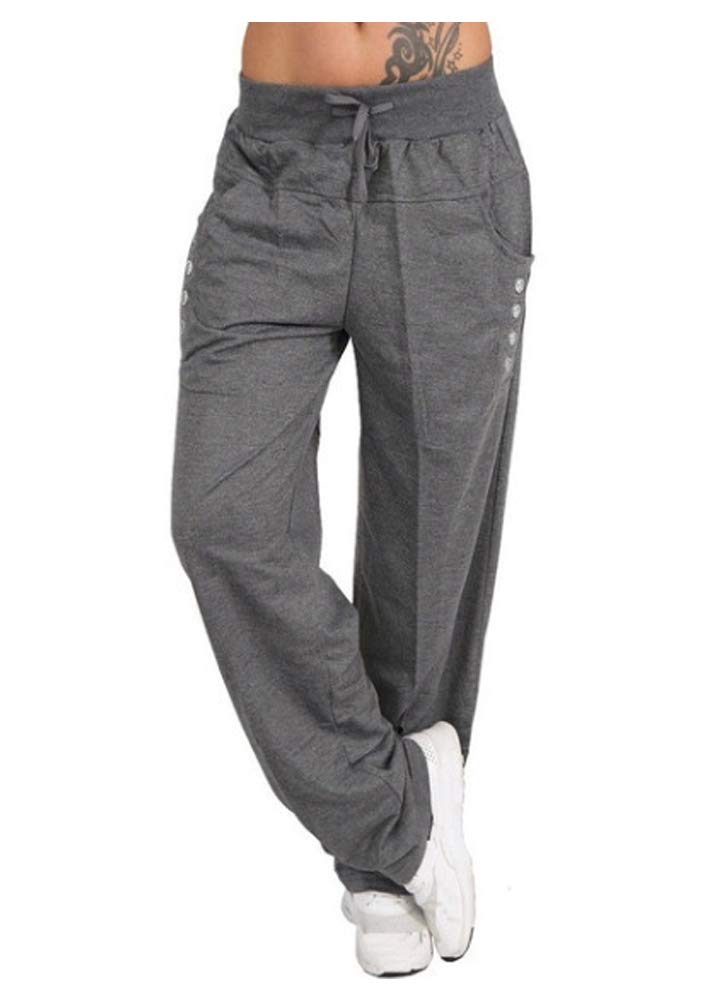 Durcoo Womens Drawstring Wide Leg Sports Pants