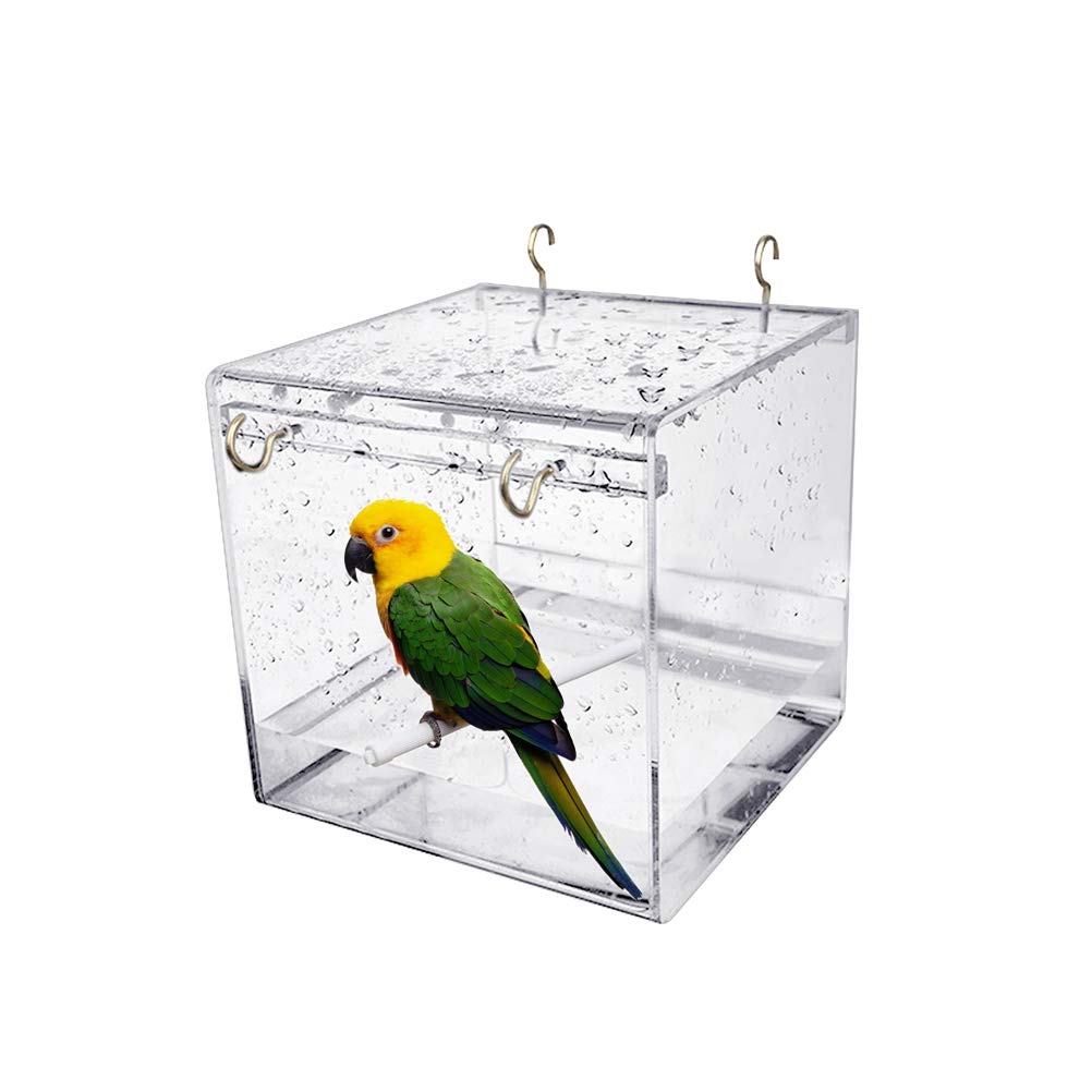 POPETPOP Caged Bird Bath Multi Cage Bird Bath Covered for Small Brids Canary Parrot (Size L)