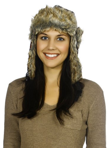 Simplicity New Purple Faux Fur Ear Flap Winter Hat Ski Beanie Trapper Cap, Black