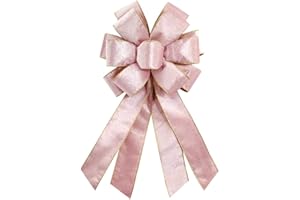 ANSHOME Large Valentine’s Day Bow for Wreath 20 * 11inch Vintage Aqua Pink Wreath Bow Pink Velvet Tree Topper Ornament Decorative Bow for Wedding Home Outdoor Indoor Party