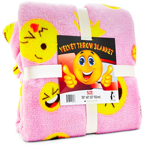 Buy Koltose By Mash Pink Emoji Throw Blanket, Adorable Soft Large Fluffy Lightweight Emoticon