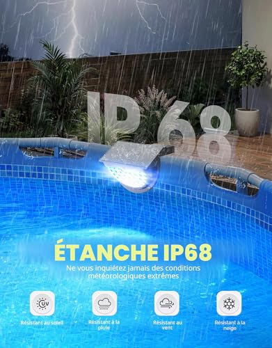 DeeprBetter 2026 Upgraded Outdoor Solar Pool Light, Waterproof IP68 RGB Colour Changing LED Pool Light, Swimming Pools Lighting with 10 Light Modes, LED Wireless Swimming Pools for Garden