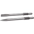 XtremepowerUS 2-Pieces 1-1/8" Hex Point and Flat Concrete Chisels for Electric Demolition Jack Hammer Bit Point Chisel Demolition Concrete Breaker
