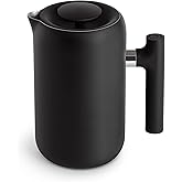 Fellow Clara Insulated Coffee Maker with Enhanced Filtration System - Portable French Press Stainless Steel - 24 oz Carafe - Matte Black