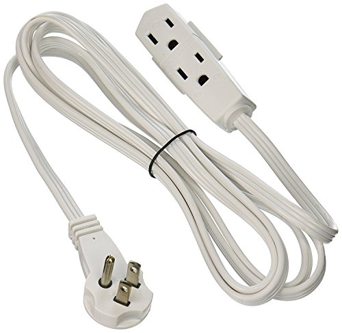 6-PACK - SlimLine 2241 Flat Plug Extension Cord, 3-Wire, White, 8-Foot