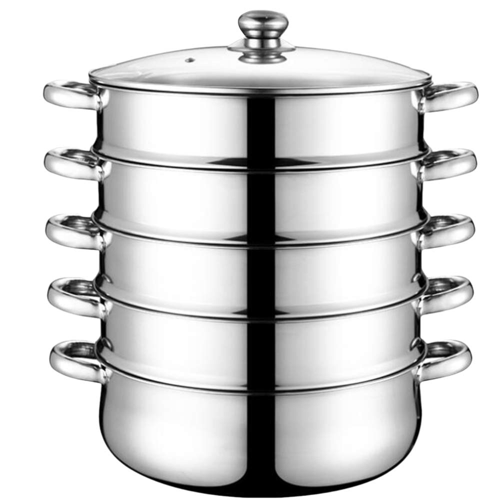 Photo 1 of **3 PCS**DOITOOL Stainless Steel Steamer, 5 Tier Steamer Pots with Lid, Cookware Steaming Pots (5 Layers 28cm)