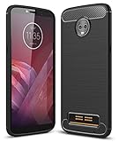 Moto Z3 Play Case, Ucc Frosted Shield Luxury Slim TPU Bumper Cover Carbon Fiber Design and Anti-Scratch and Non-Slip Case Cover for Moto Z3 Play (Black)