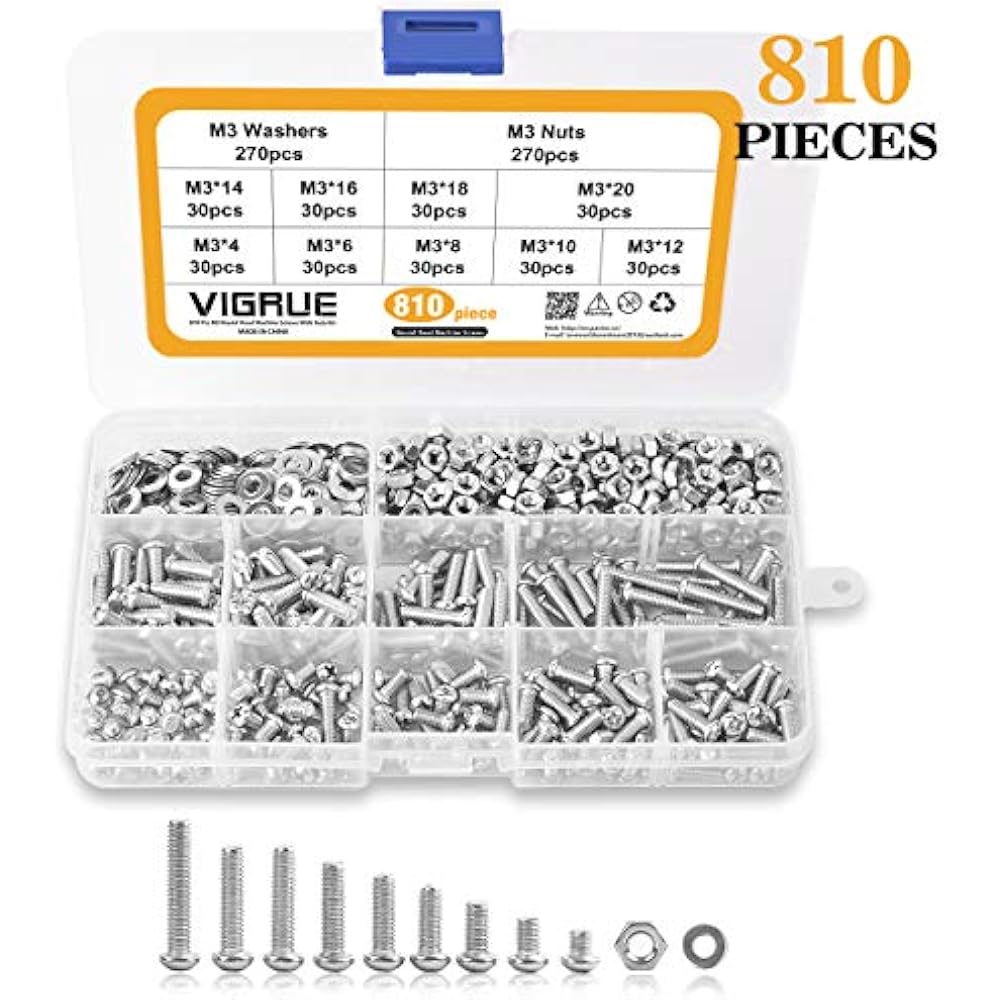 M3 Stainless Steel Phillips Flat Head Machine Screws Assortment Kit 340Pcs tillescenter Screw