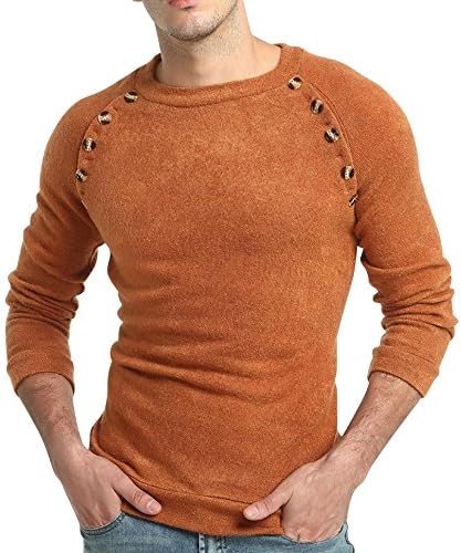 Realdo Mens Solid Sweatshirt, Autumn Winter Sweater Pullover Slim Jumper Knitwear Outwear Blouse