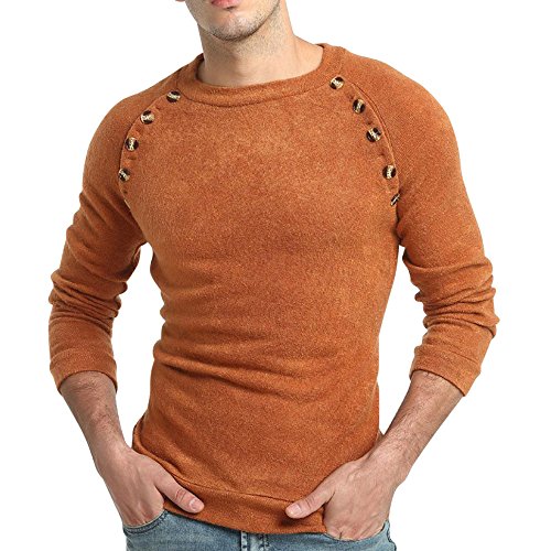 Realdo Mens Solid Sweatshirt, Autumn Winter Sweater Pullover Slim Jumper Knitwear Outwear Blouse