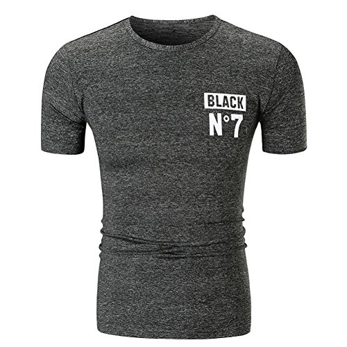 NREALY Men's Slim Fit Summer Casual Short Sleeve Letter Printed T Shirt Top Blouse