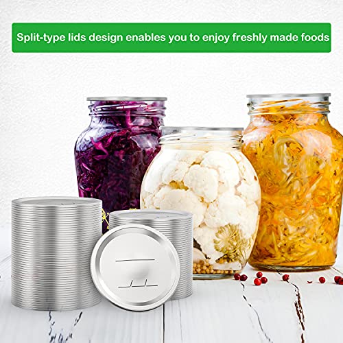 100 Count Regular Mouth Canning Lids for Ball Kerr Jars, 70mm SplitType Metal Mason Jar Lids