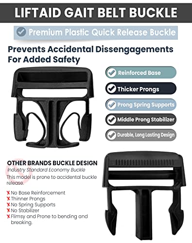 Gait Belt with Plastic Buckle by LiftAid - Transfer and Walking Aid with Belt Loop Holder for Assisting Therapist, Nurse, Home Care - 60