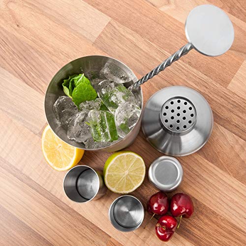 Ruiqas 6Pcs Cocktail Making Set 700ml Stainless Steel Cocktail Shaker Mixer Set Bar Bartender Tool Kit