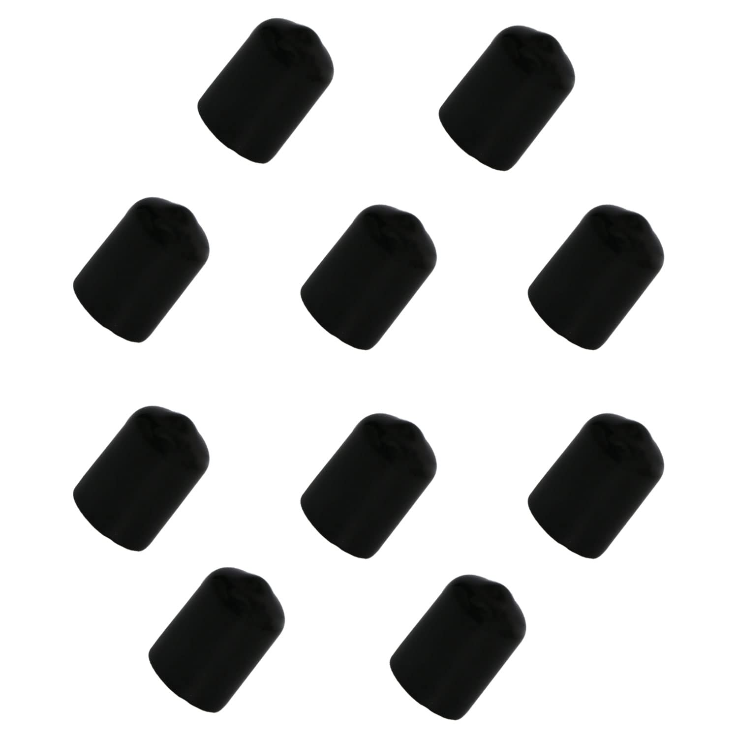 Ohamtes 10PCS ID15mm(19/32") Black PVC Rubber End Caps, Vinyl Flexible End Caps, Round Pipe End Caps, Bolt Thread Protector Safety Caps