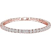 SBI Jewelry Tennis Bracelets for Women Rose-gold White Cubic-Zirconia Bracelets Gifts for Women Birthday Jewelry Gifts