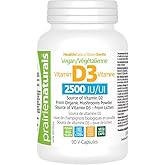 Prairie Naturals Vegan Vitamin D 2,500 IU from Lichen and Mushroom - 90 Veggie Caps