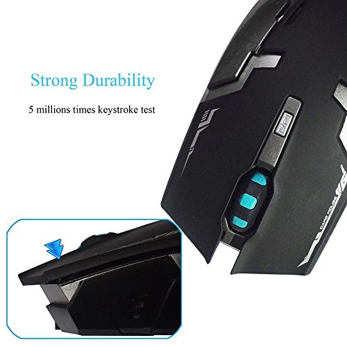 YSSHUI Wireless Rechargeable Mouse, 2.4GHz Wireless 6 Buttons Rechargeable Mouse Silent Buttons Built-in 800mAh Battery 800-1600dpi for PC Computer Notebook by - Thumbnail 2