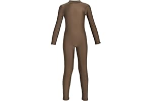 Kepblom Girls Long Sleeve Unitard Spandex Turtleneck Full Bodysuit for Kids
