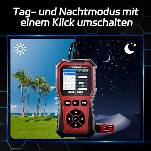 OBD2 Diagnostic Device, Universal Car Reader for All OBDII Vehicles After 2000, Fault Reader Car All Cars Reader with Full OBDII Functions, Suitable for BMW, VW, Mercedes, Audi