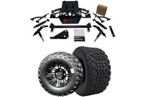 Hardcore Parts 4” Heavy Duty Double A-Arm Suspension Lift Kit for YAMAHA Drive G29 Golf Cart with 10" Machined/Black 'Lancer' Wheels and 20"x10"-10" DOT rated All-Terrain tires