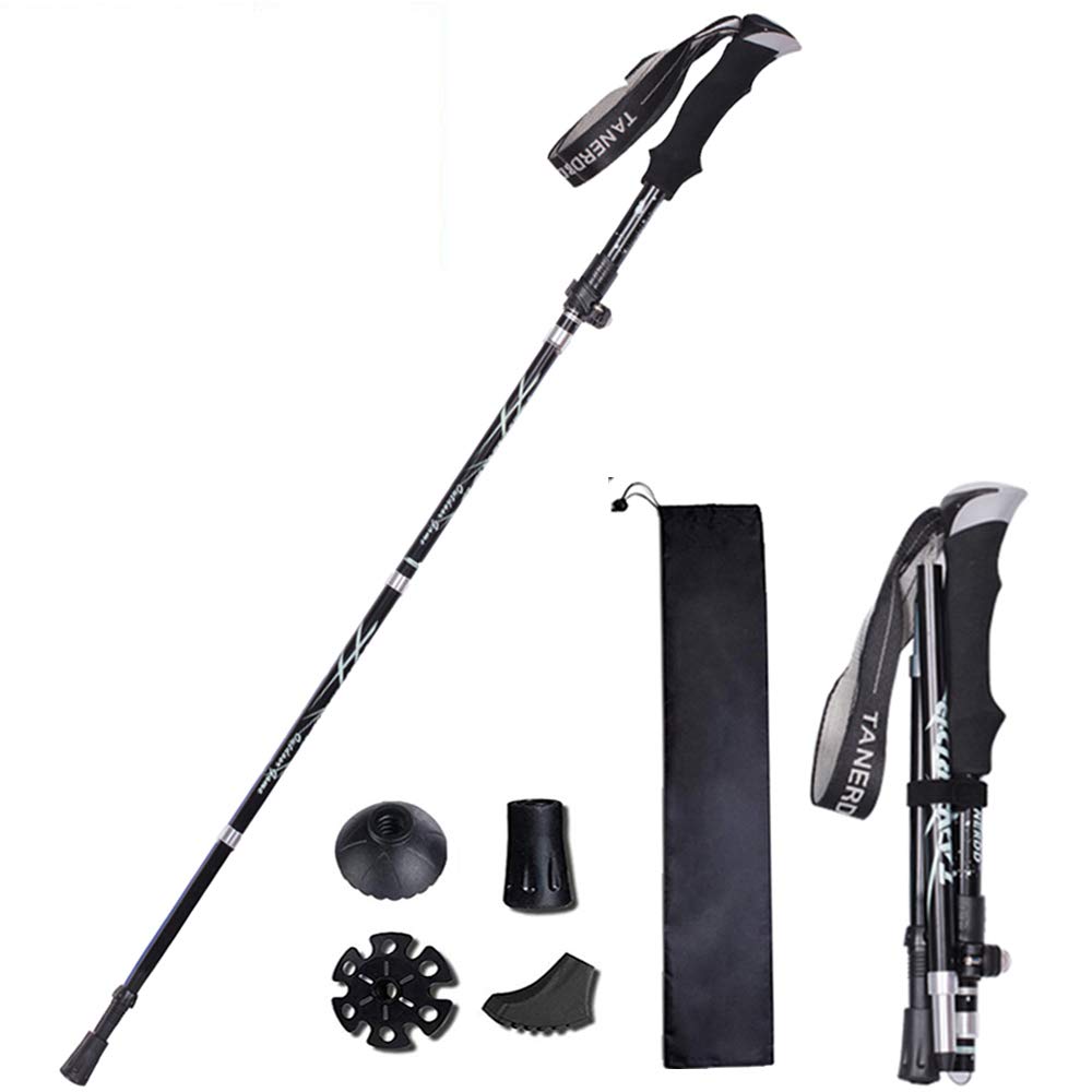 XDSP Folding Walking Pole, Trekking Pole, Breathable Cork Poles Trekking Anti-Shock Anti-Slip, Shockproof, Non-Slip for Nordic Walking, Mountaineering, Skiing, Trekking (1PCS)