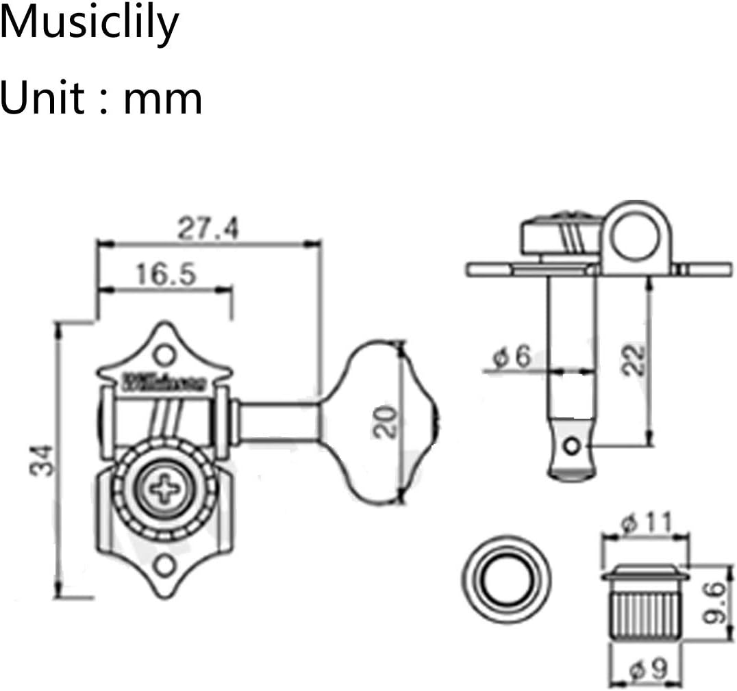 Wilkinson 3R3L Vintage Open Guitar Tuners Machine Heads Tuning Pegs