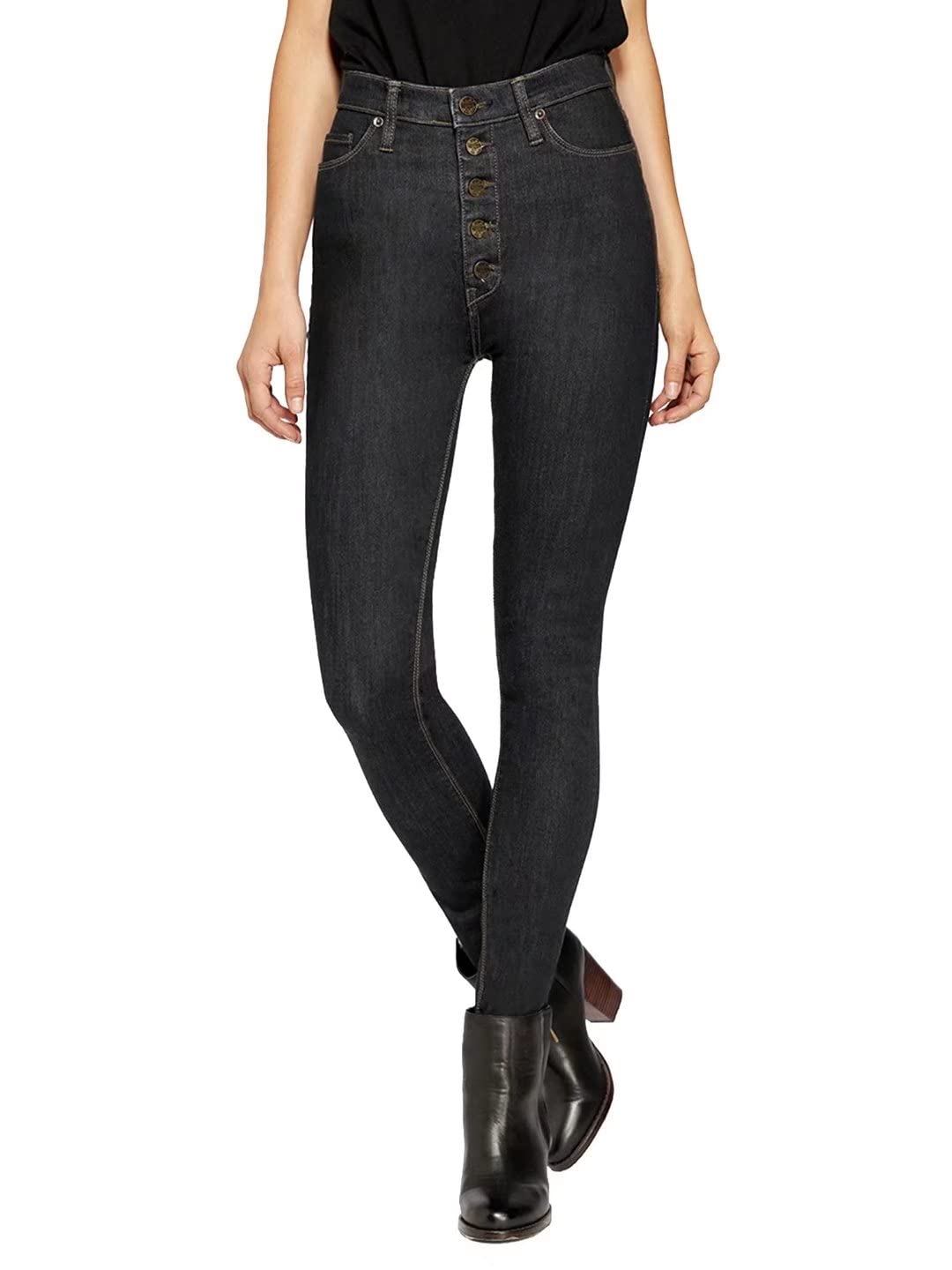 Photo 1 of & Company Women’s Classic Denim Mid Rise Skinny Jeans Super Stretch Pants P43253SK Black 1
