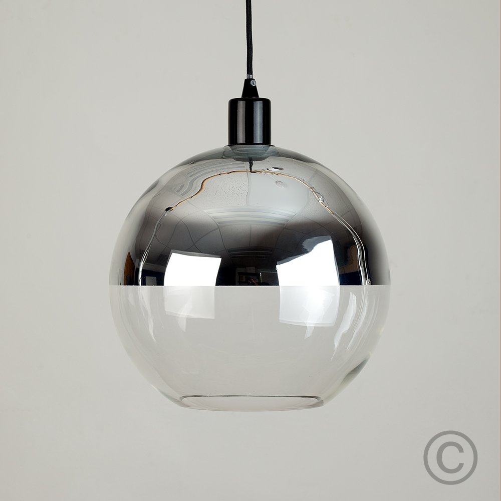 Modern Silver Chrome & Clear Glass Ball Ceiling Pendant Light Shade