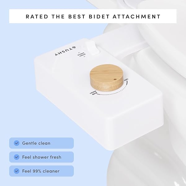 TUSHY CLASSIC 3.0 BIDET TOILET SEAT ATTACHMENT – A NON-ELECTRIC SELF CLEANING WATER SPRAYER WITH ADJUSTABLE WATER PRESSURE NOZZLE, ANGLE CONTROL & EASY HOME INSTALLATION (WHITE/GOLD)
