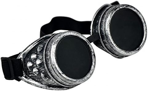 Unisex Retro Sunglasses Cyber Goggles Steampunk Goggles Glasses Welding Punk Gothic Glasses Halloween Cosplay Vintage Victorian (Antique Silver)