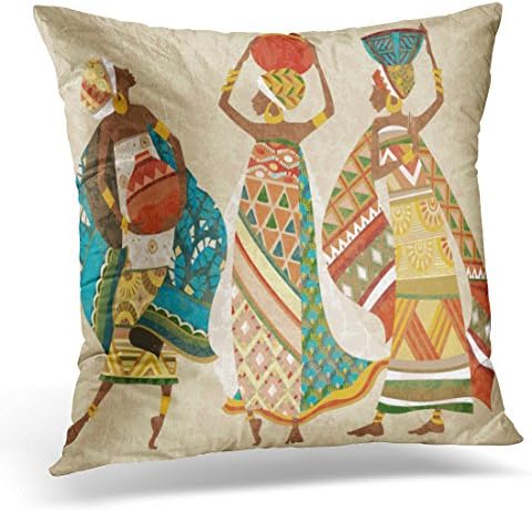 DTTOT Throw Pillow Cover Colorful Ethnic Dreams of Africa Black African Decorative Pillow Case Home Decor Square 20x20 Inches Pillowcase