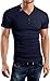 Aiyino Mens Summer Casual V-Neck Button Cuffs Cardigan Short Sleeve T-Shirts L Navy