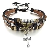 INBLUE Men,Women's Alloy Genuine Leather Bracelet Bangle Rope Cross Surfer Wrap Tribal Adjustable