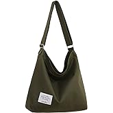 Covelin Women's Retro Large Size Canvas Shoulder Bag Hobo Crossbody Handbag Casual Tote