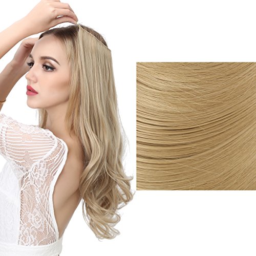 SARLA Halo Synthetic Hair Extension Flip In Hairpieces Curly Wavy Hidden Halo Hair Extensions M01 (#25)