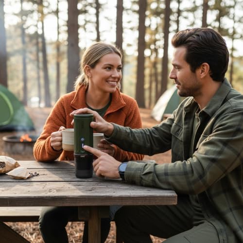 CERA+ Epresso Self-Heating Portable Coffee Machine, Up to 8 Cups for Charging & 20Bar, 3 x 4500 mAh, CERApresso Compatible with NS Ground Coffee, Electric Coffee Machine, Camping Office, Car