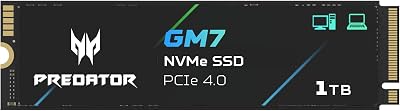 Acer Predator GM7 1TB SSD PCIe 4.0 NVMe M.2 2280 Read 7200 MB/s