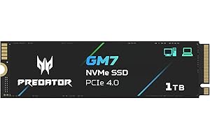 acer Predator GM7 1TB SSD: M.2 2280 PCIe Gen 4 x4 NVMe 2.0, Read Speed Up to 7400 MB/s, Internal PC ...