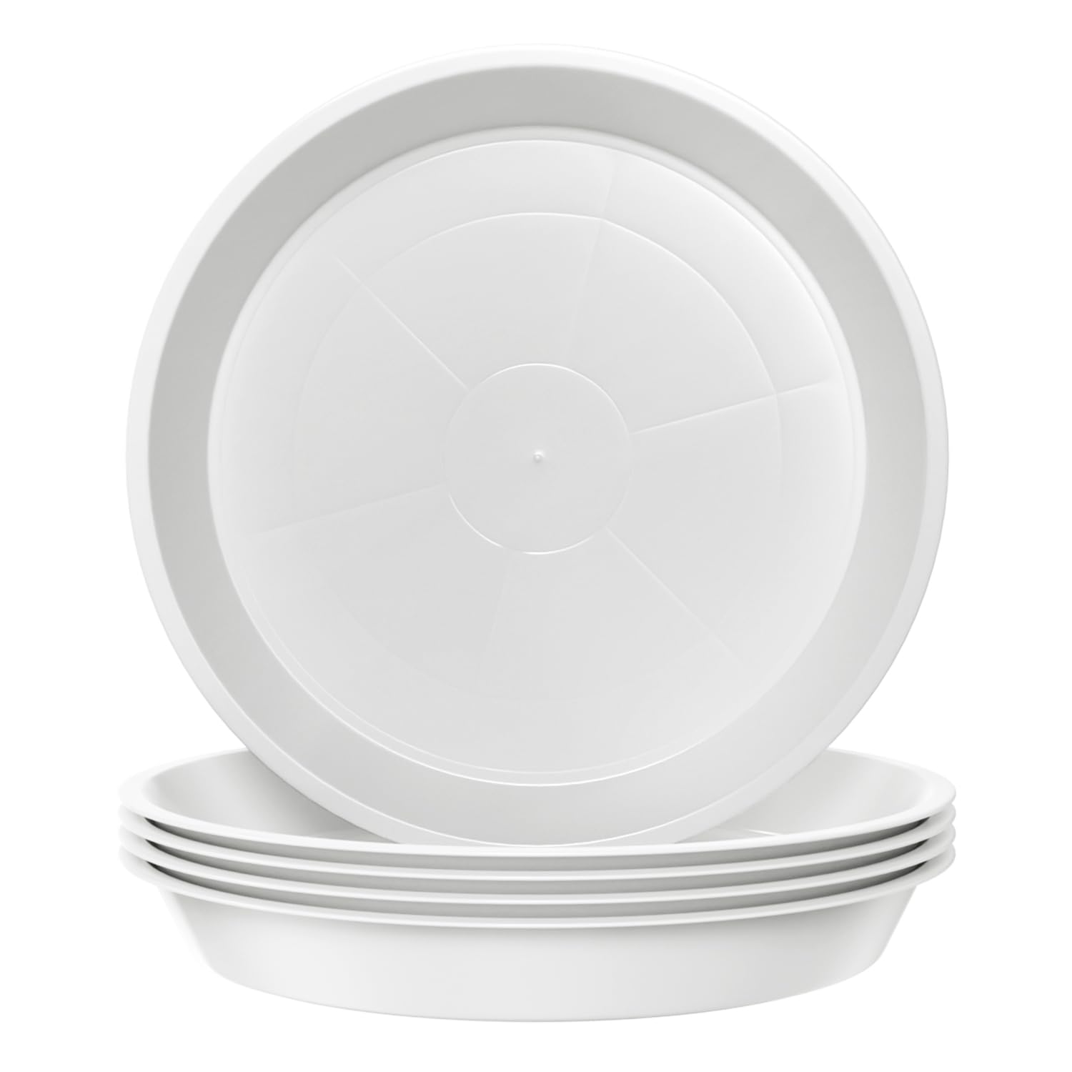 Kunjocy Pack of 5 White Plant Pot Saucers, 21 CM Round Plant Pots Trays Garden Plant Saucer Plant Plastic Plate Pot Tray for Garden Indoor Outdoor Fit Plant Pot up to 18 CM (White, Outer 21 CM)