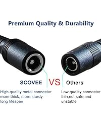 SCOVEE - 3 paquetes de cable de extensión de 0.217 in x 0.083 in, cable de extensión de alimentación CC para enchufe adaptador de 12 V CC para cámara de seguridad CCTV, cámara IP independiente, DVR LED, coche, negro, 12 V macho a hembra