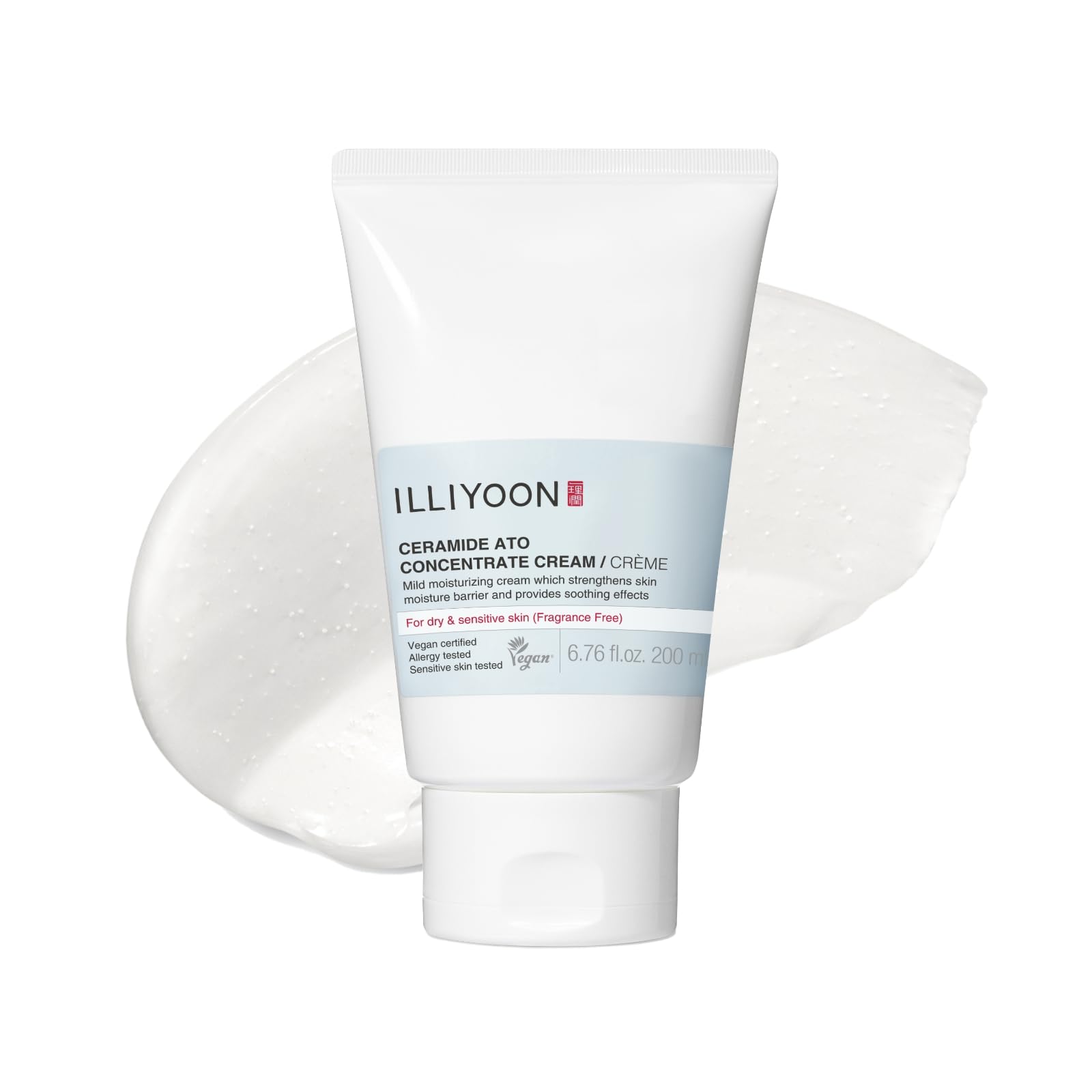 ILLIYOON Ceramide Ato Concentrate Cream (200ml, 6.76 Fl Oz) | Moisturizer for Dry&Sensitive Skin, 100hr Hydration, Restoring Skin Barrier | Gentle for Infants and Adults | Vegan | Fragrance Free
