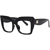 Zeelool Vintage Oversized Thick Cat Eye Glasses for Women with Non-prescription Clear Lens FP0668