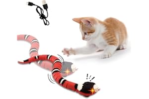 Punieayi Interactive Cat Toy Snake Smart Sensing Snake Toy for Cat Dog Pet Toy Snake Electric Infrared Induction Snake Gag Toy, USB Rechargeable Realistic RC Snake Tricky Joke Toy