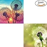 2 Pack 5D DIY Dandelion Diamond Painting Set Full Drill Diamond Painting Kits By Numbers DIY Tools,Dandelion(30x30CM/12