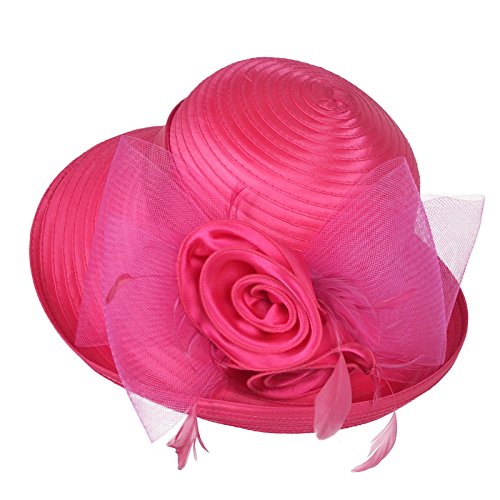 Original One Women's Cloche Bowler Hats KDC1701 for Kentucky Derby Day, Church, Wedding, Tea Party and More Formal Occasion (Fuschia) - Thumbnail 5