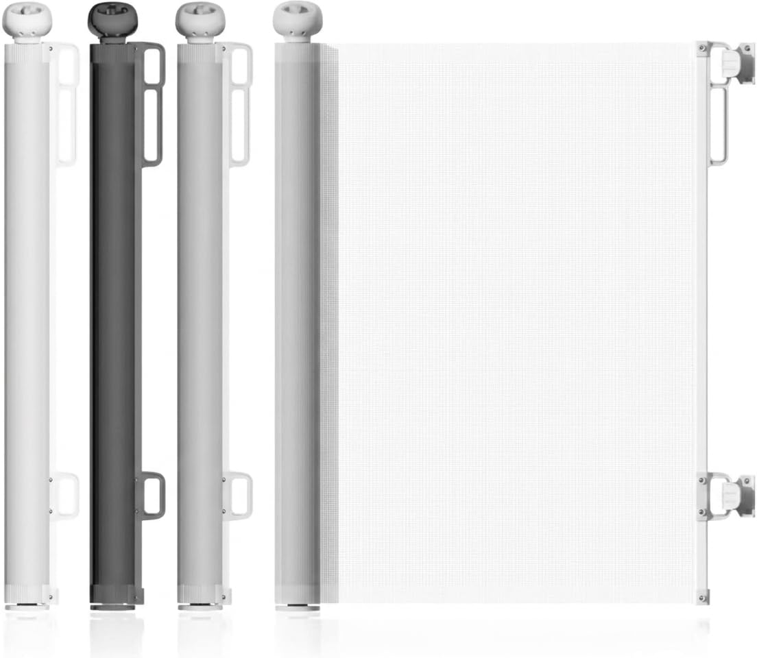 Start and Drive Ltd, Retractable Baby Gate 86cm x 140 cm Stair Safety Gate Roll for Babies and Pets, Extendable Barrier Gates (White)