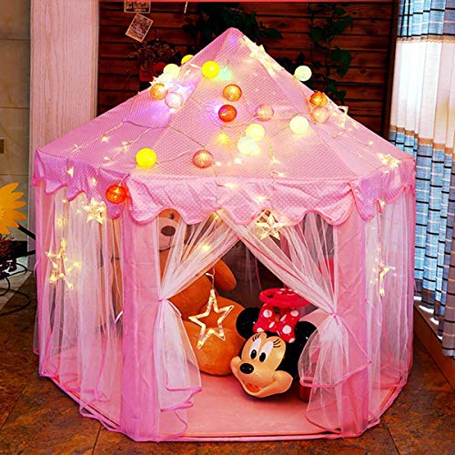 Anyshock Kids Tent, Princess Castle Large Play House Tent Girls Pop Up Baby Toys Dollhouse Outdoor and Indoor Playhouse Tent Toy Great for 1-8 Years Old Kids/boy/Girls/Baby/Infant (No LED Light) - Thumbnail 6