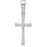 10k White Gold Diamond Cross Pendant Necklace with Polished Finish for Men and Women – Sparkling Faith Symbol with Sleek Design, Refined Religious Jewelry for Everyday Spiritual Accessory Wear